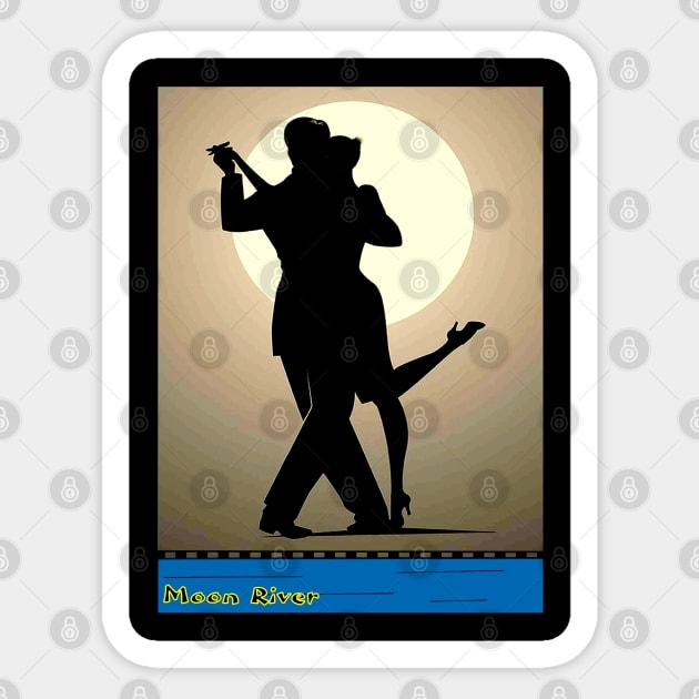 Moon River Dancing Couple Song Print Sticker by posterbobs